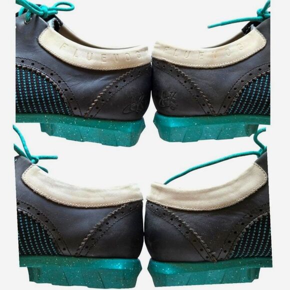John Fluevog Orbit Teal Blue Wingtip Brogue Sneaker Shoes Sz 12 Retro-Futurism main image 7